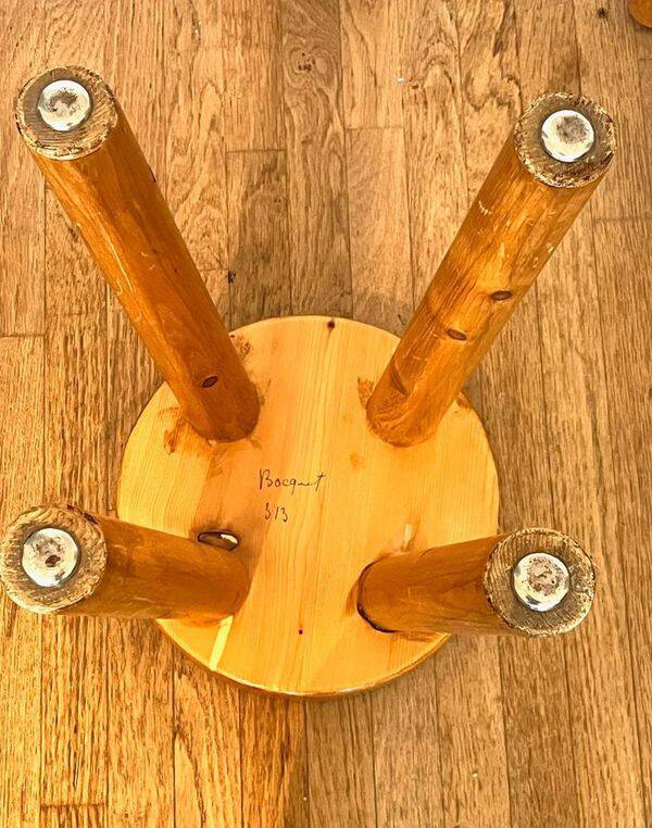 Rare pair of 4-legged stools by charlotte perriand & rene martin (meribel)