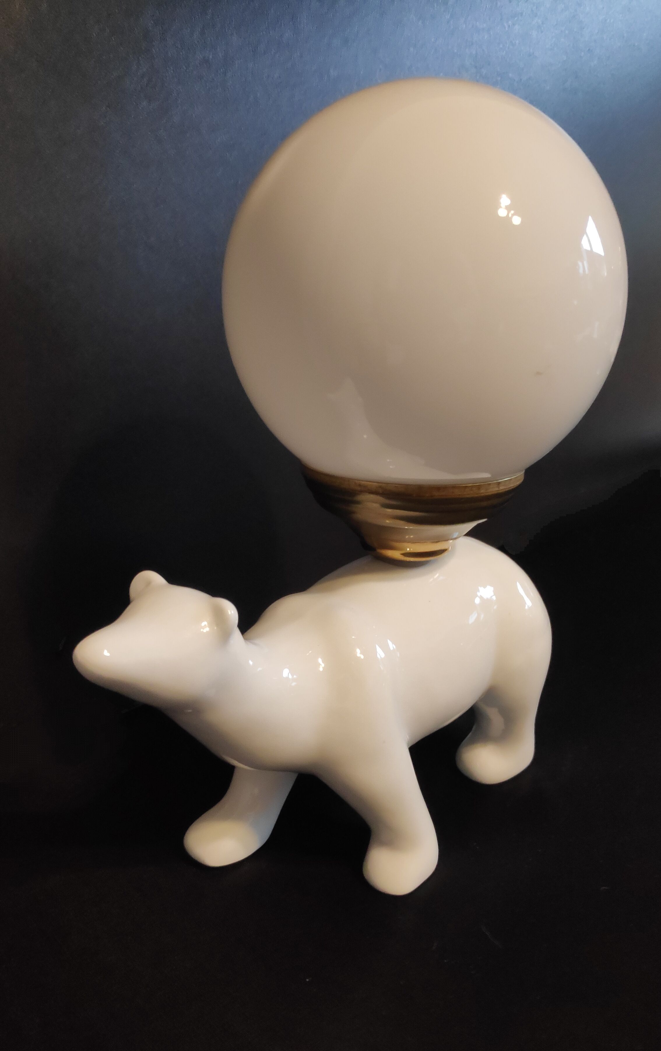 White ceramic bear lamp