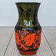 Sgraffito Scraffito enameled ceramic vase in green and orange colors - Year 1950