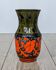 Sgraffito Scraffito enameled ceramic vase in green and orange colors - Year 1950