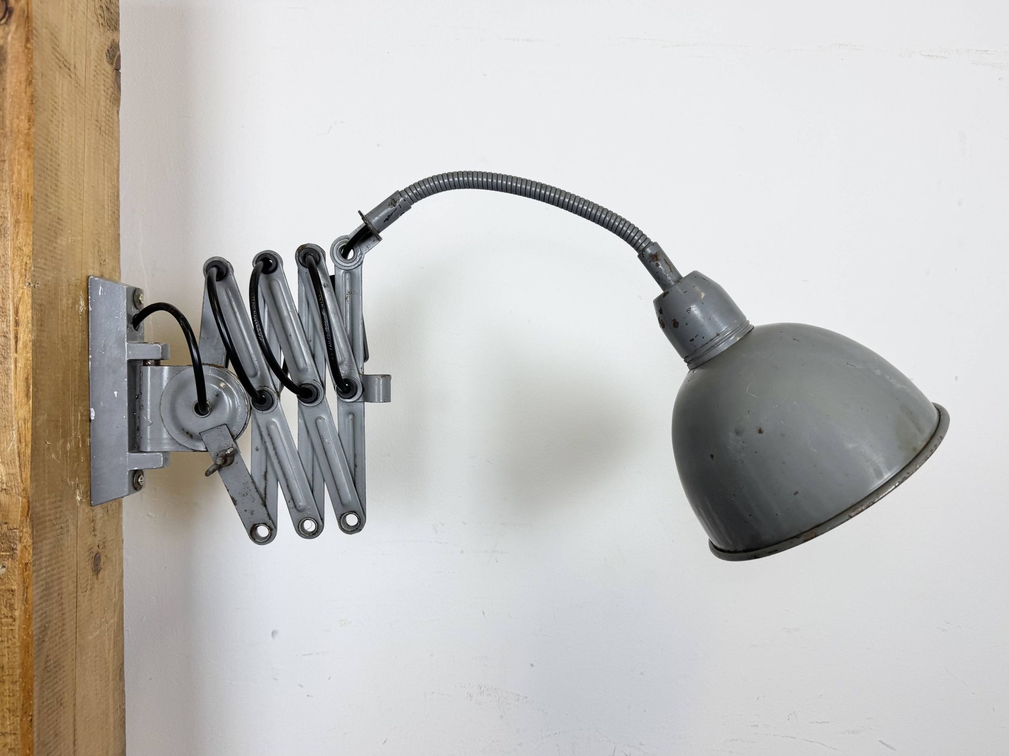 Grey Industrial Scissor Wall Lamp from Elektroinstala, 1960s