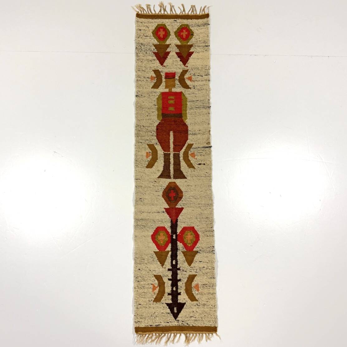 Woolen kelim wall hanging table runner Poland 1970’s