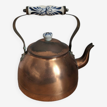 Dutch copper and porcelain teapot
