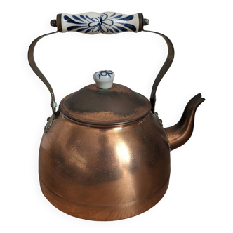 Dutch copper and porcelain teapot