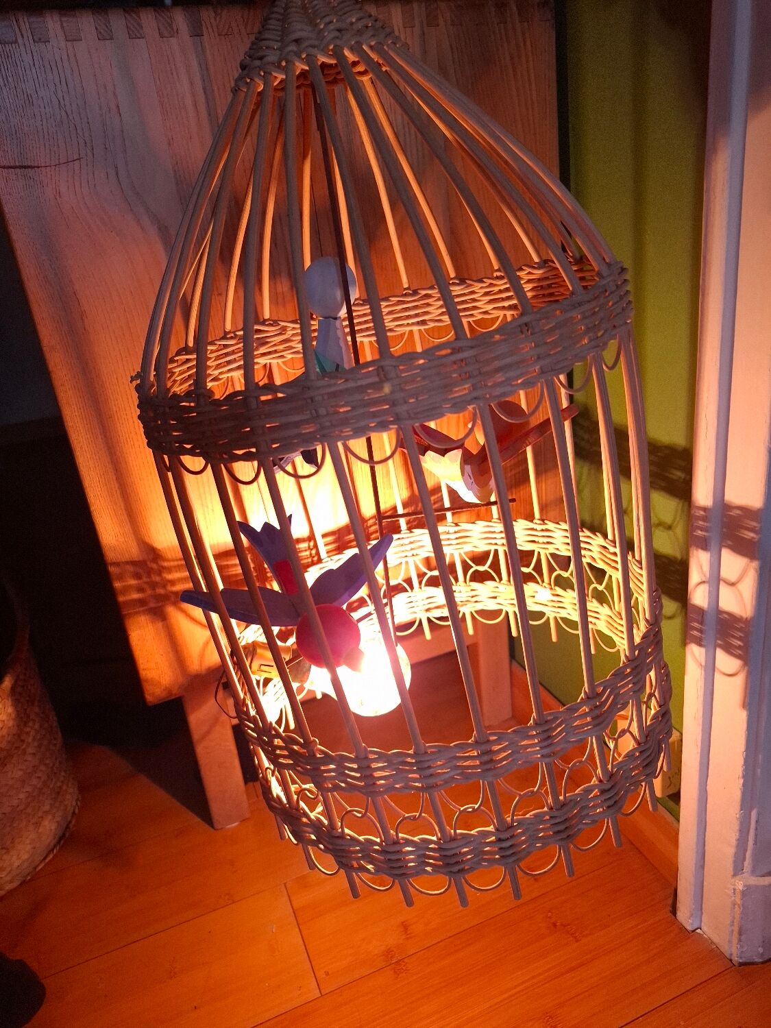 Vintage rattan pendant light from the 1950s and 60s