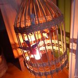 Vintage rattan pendant light from the 1950s and 60s