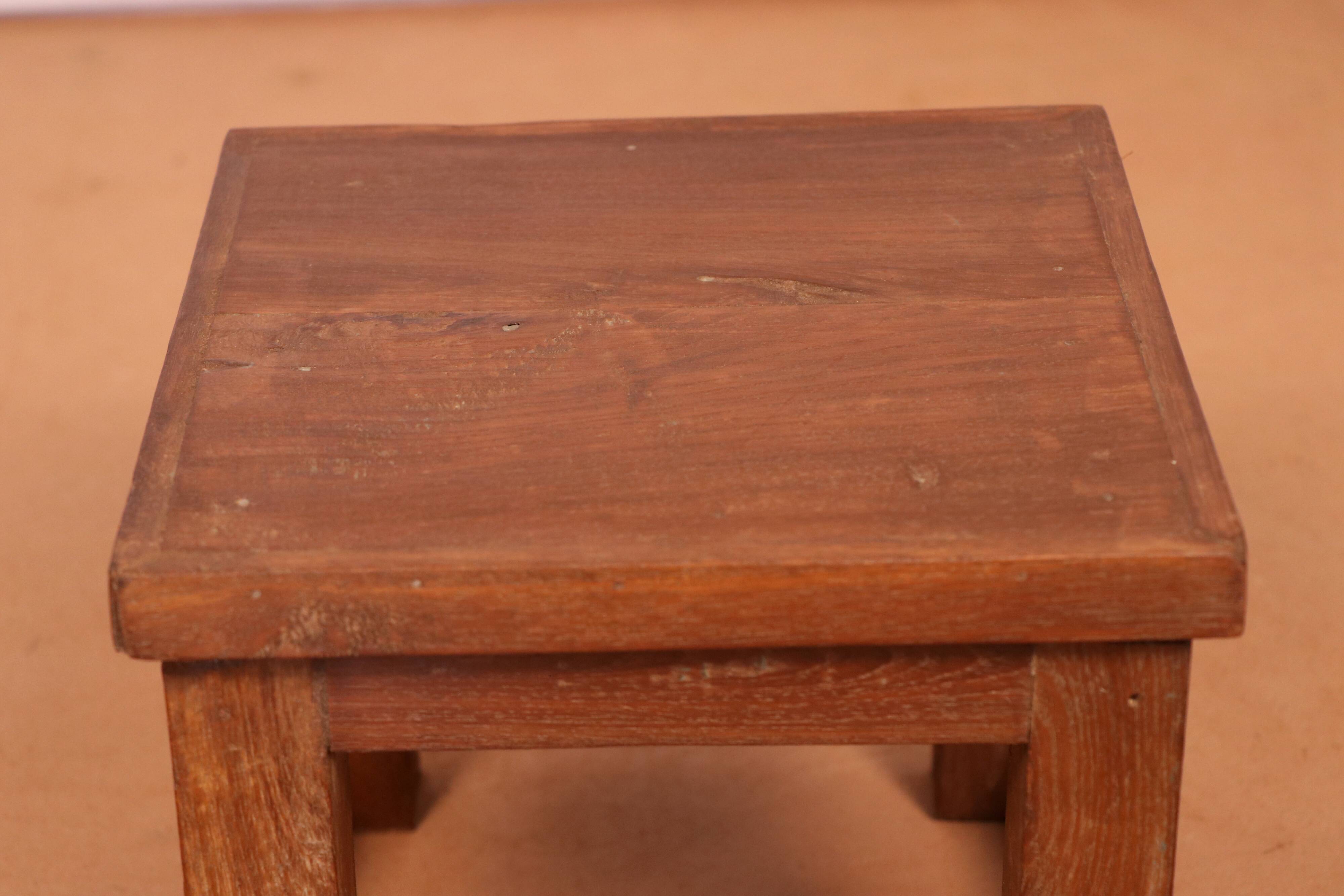 Old small Burmese teak workshop bedside table