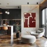 Minimalist organic canvas burgundy 100x81cm