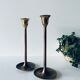 Pair of brass candle holders
