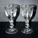 Set of 2 crystal liquor glasses engraved with acid floral decoration "rock crystal"