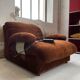 Pair 70s brown velvet armchairs