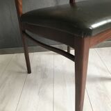 4 vintage teak dining chairs, dark green