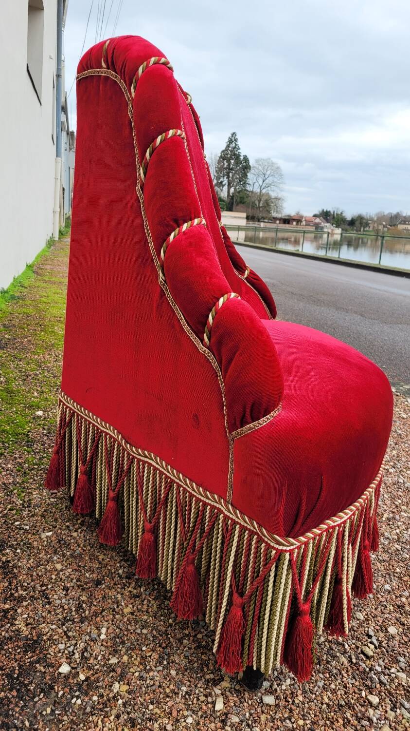 Velvet corner toad armchair, Napoleon III period