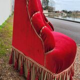 Fauteuil crapaud d'angle en velour époque Napoléon iii