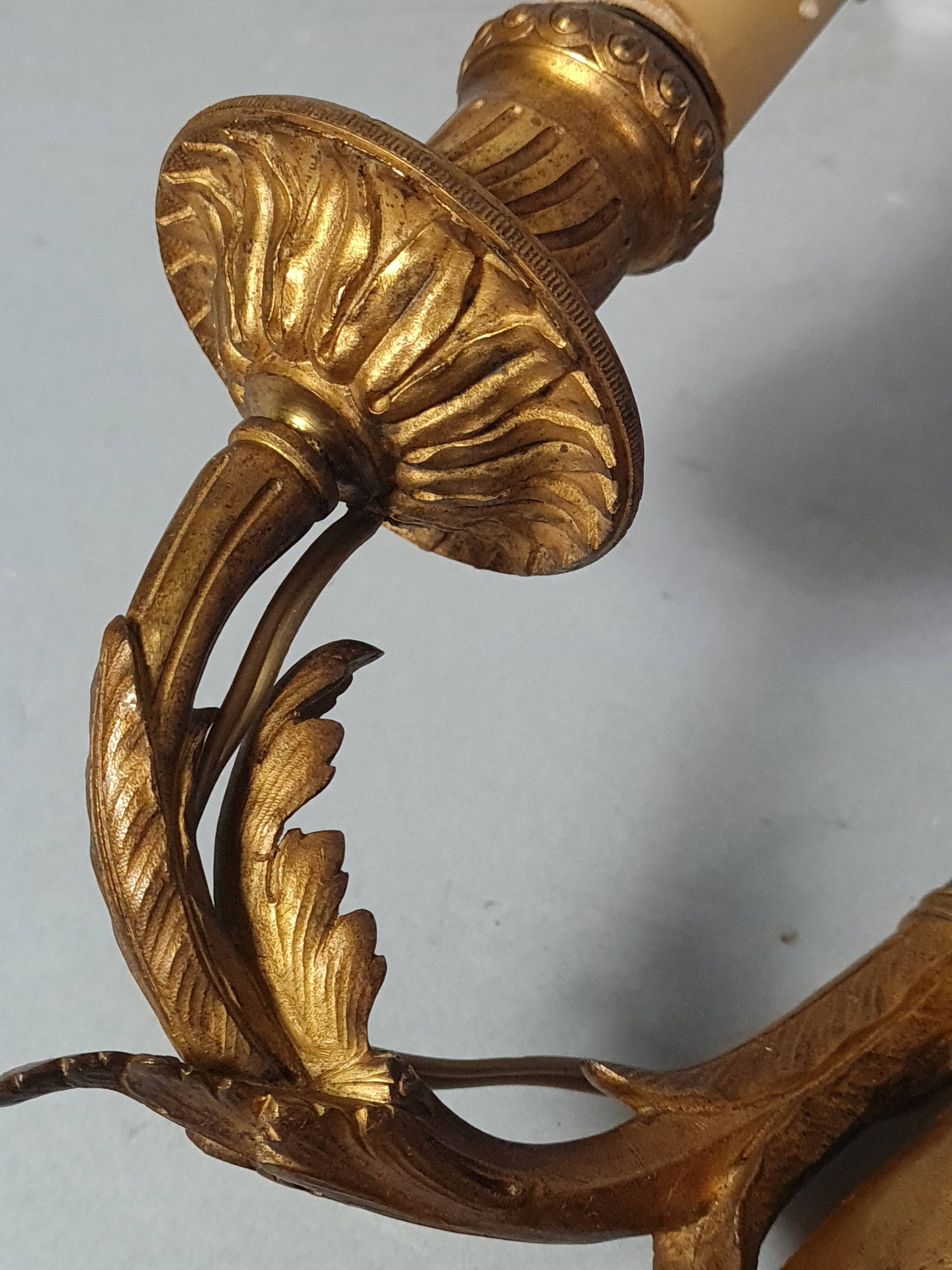 Paire anciennes appliques cariatides bronze doré, électrifiées 4 feux CS862