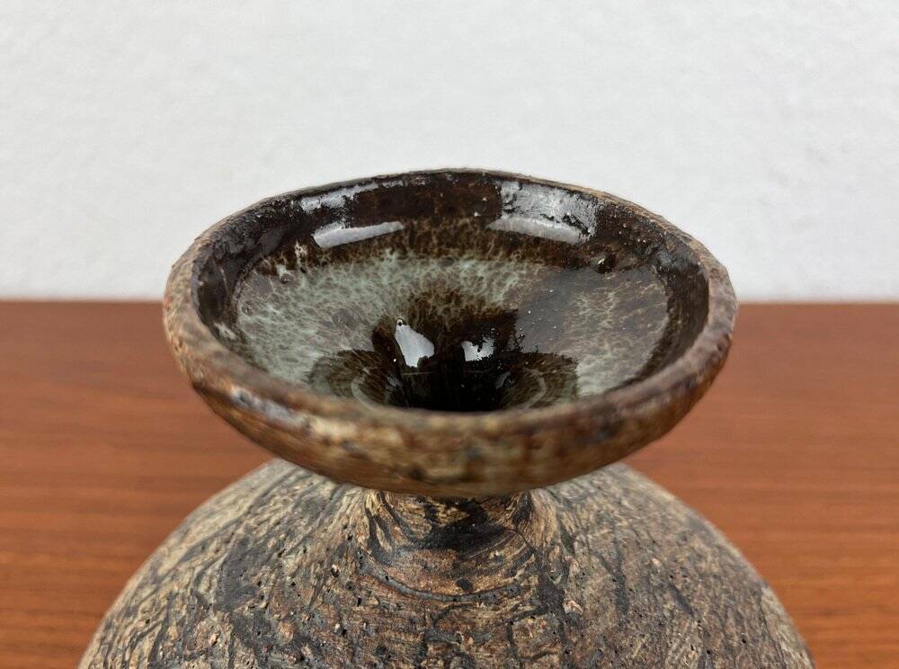 Vintage German brutalist studio mushroom vase by Gerhard Liebenthron, 1970s.