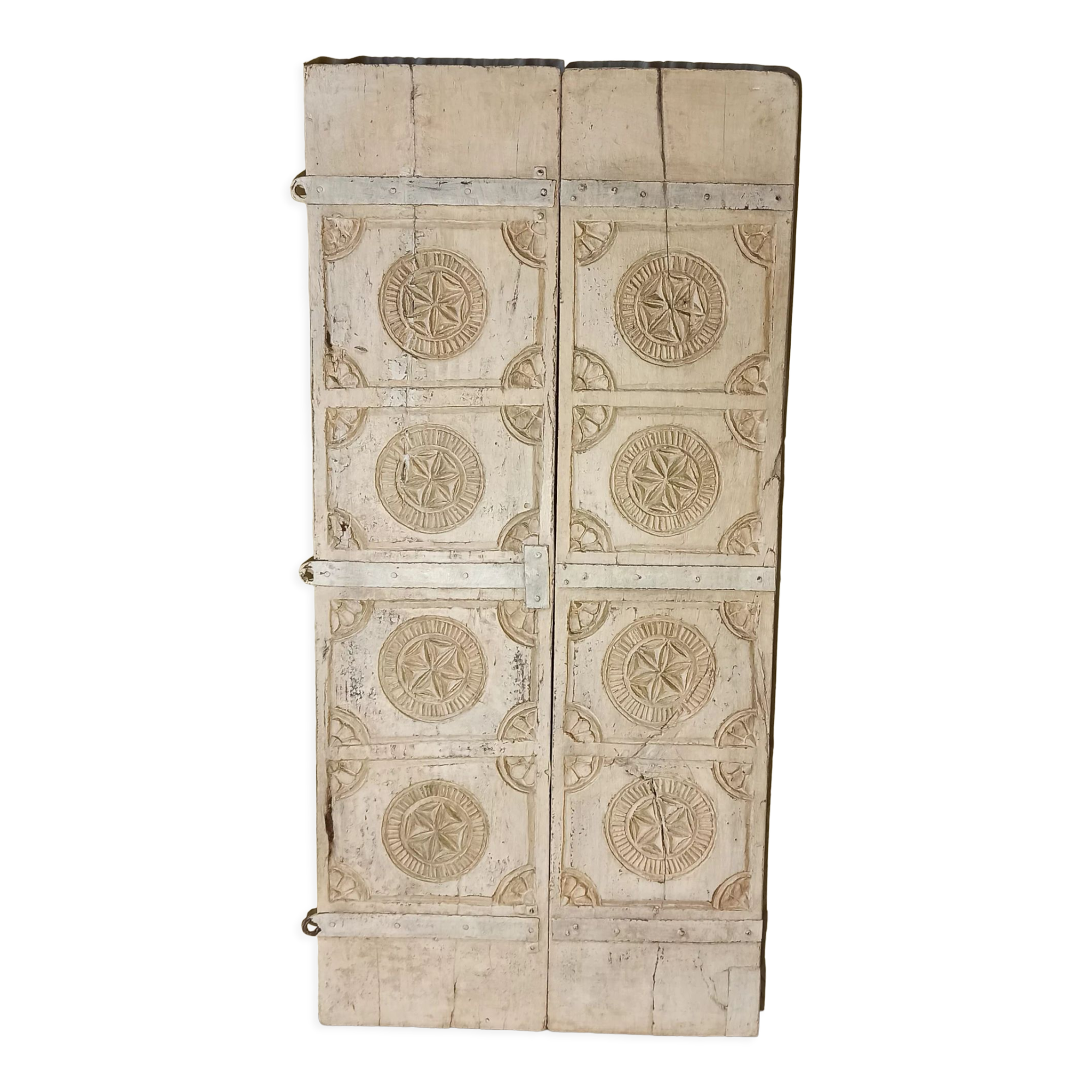 Old white wooden door