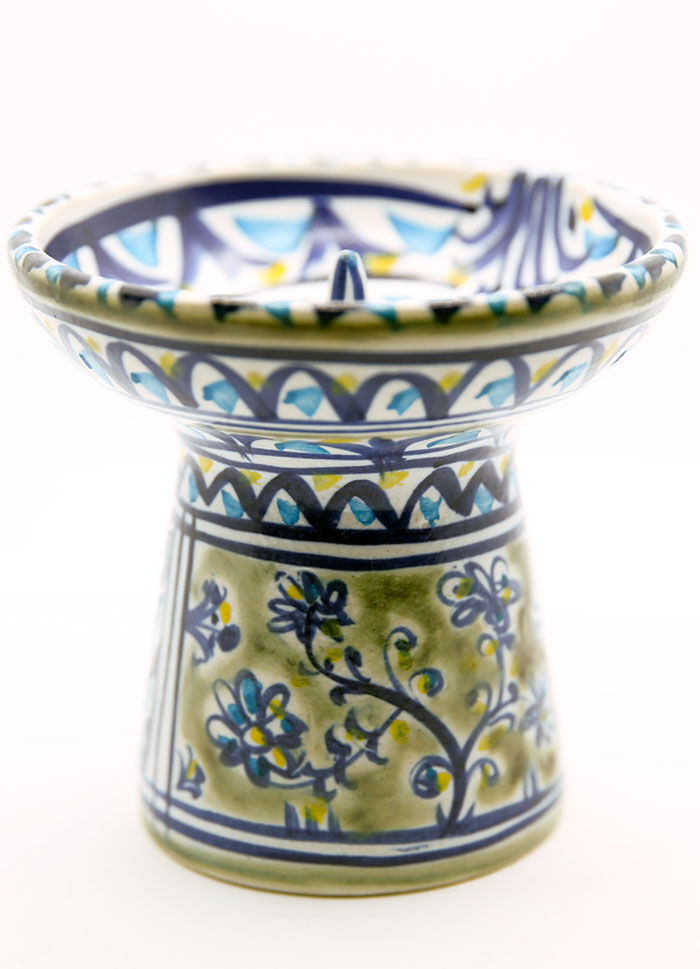 Bougeoir breton et floral en grès de Paul Yvain, Keraluc Quimper