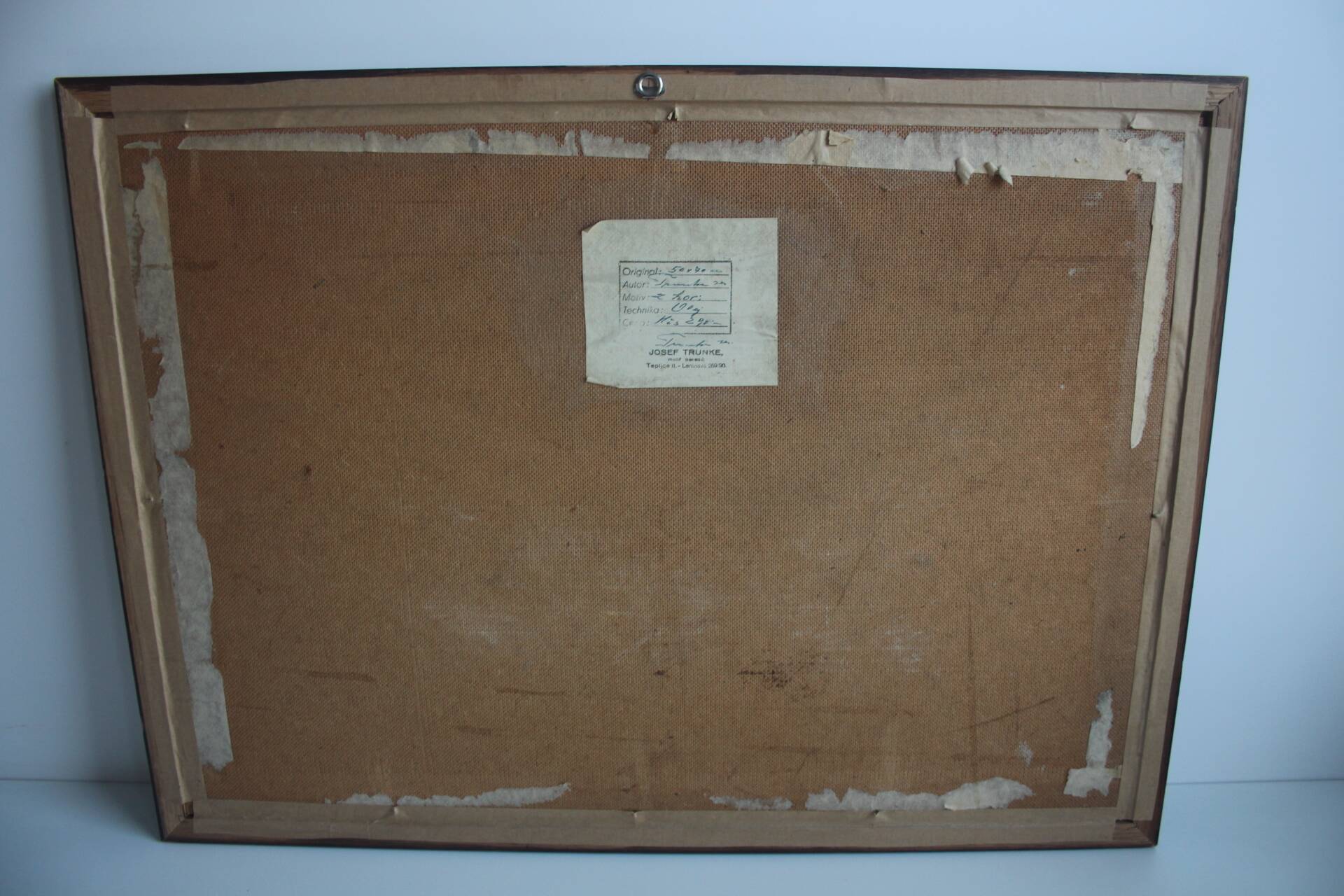 Hand painted painting, oil on fiberboard, signed, Czechoslovakia, 1960's.