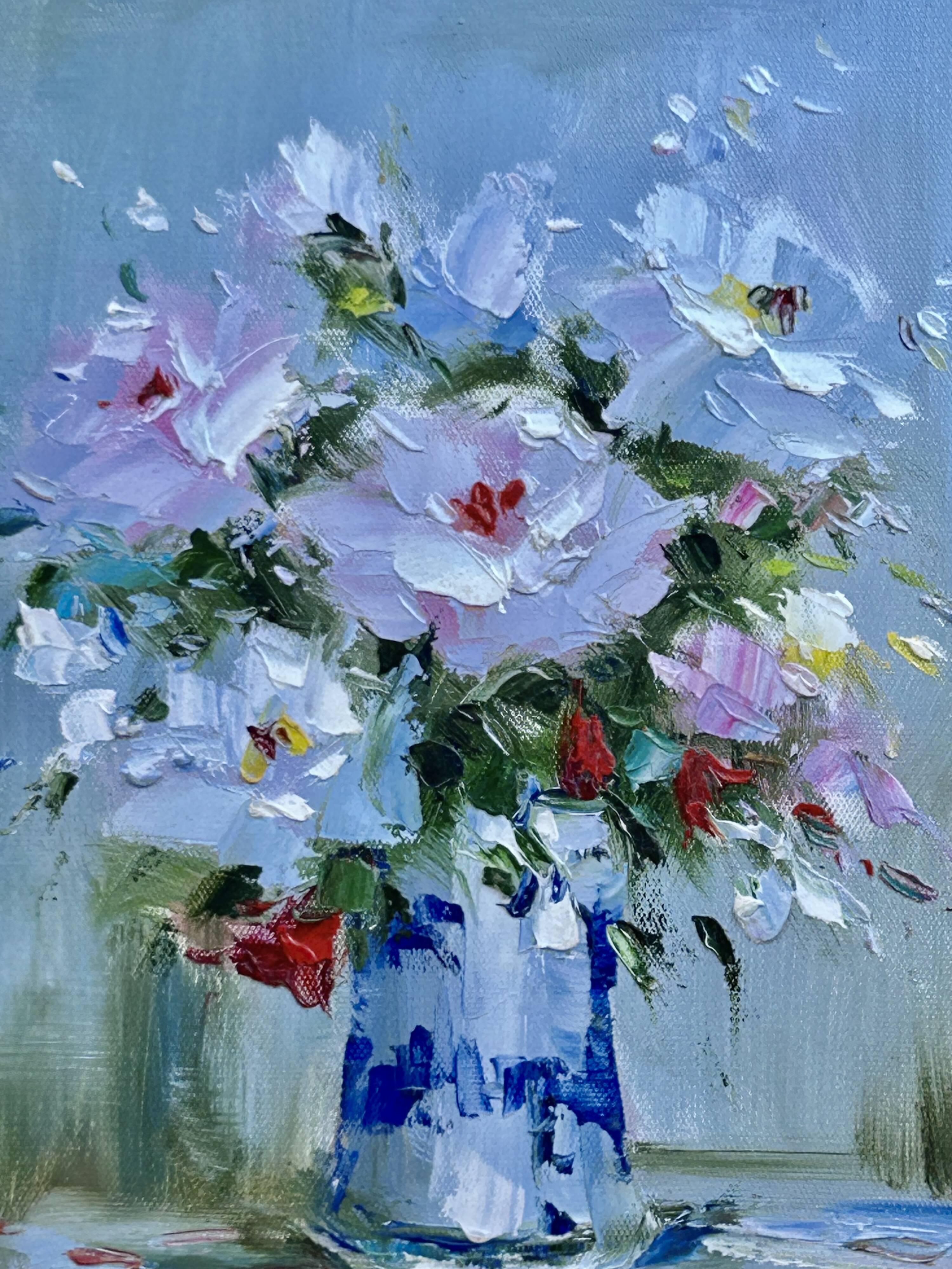 Tableau huile sur toile, Bouquet de Fleurs, Signé Mallet
