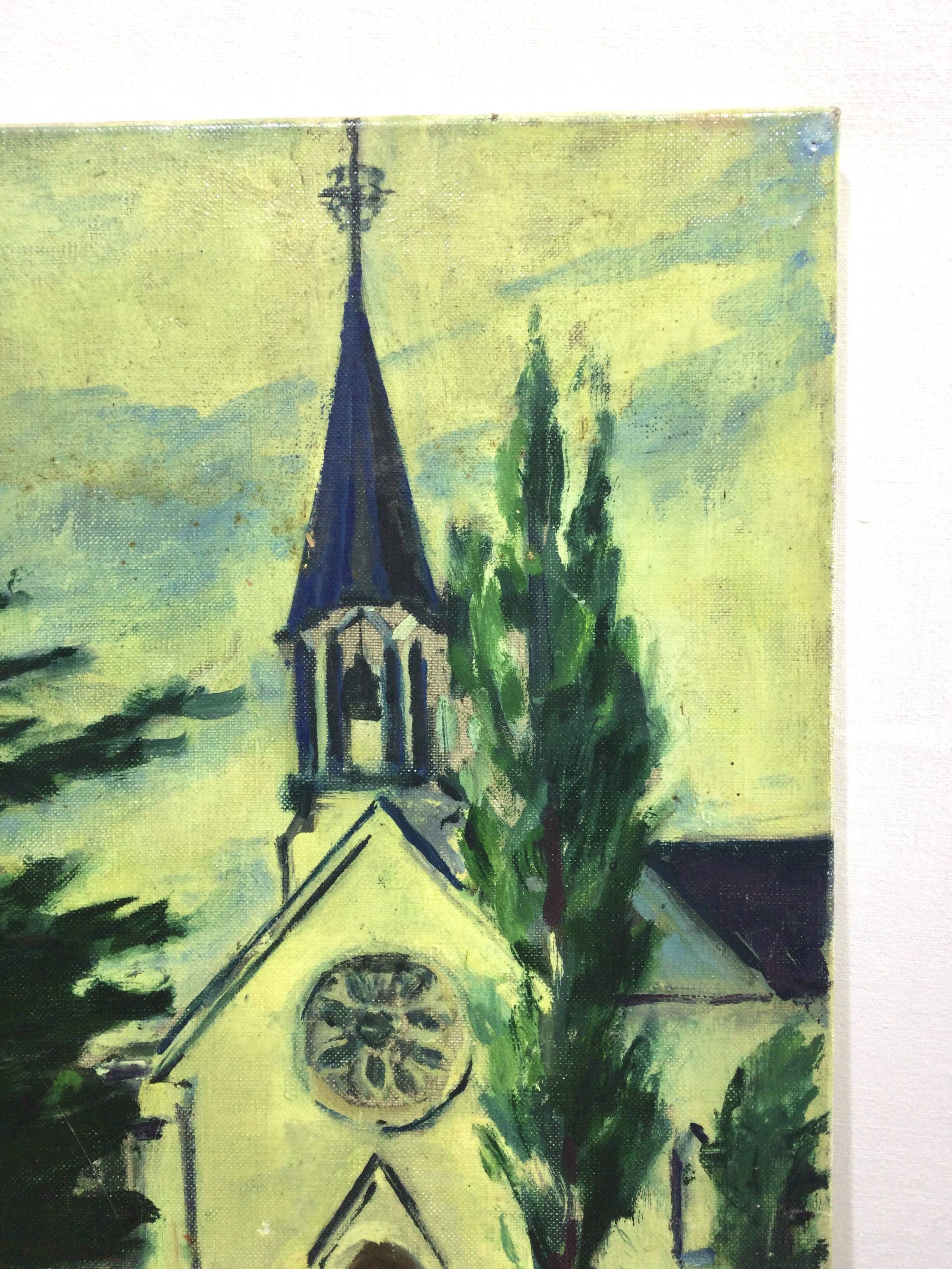 R. Rodrigue - Oil On Canvas “Protestant Church of Vésinet”