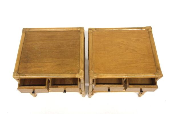 Set de 2 tables de chevet en rotin, Kenneth Bergenblad, Dux, Suède, 1960