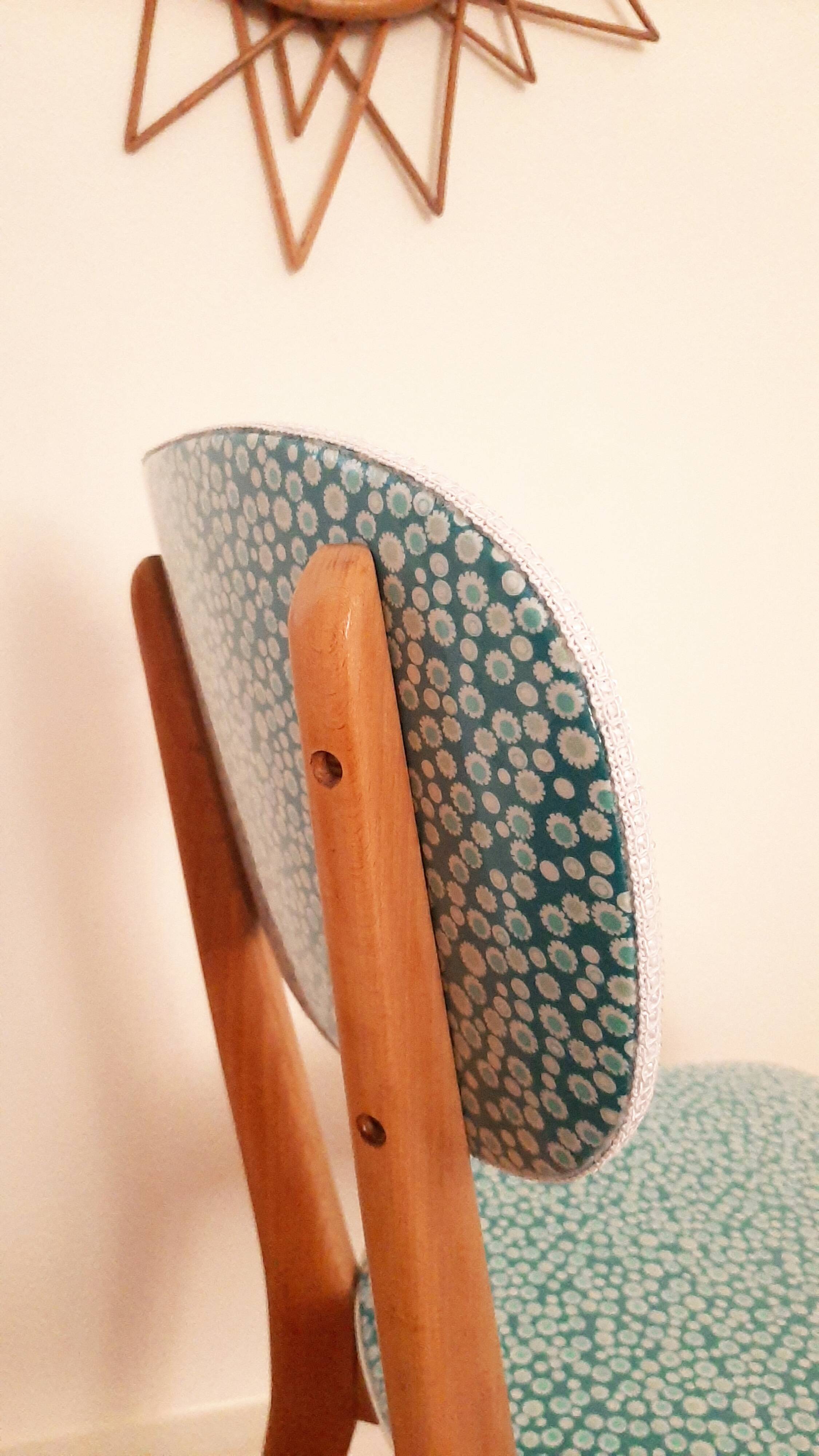 Vintage 1950s bistro chair revisited Petit Pan fabric