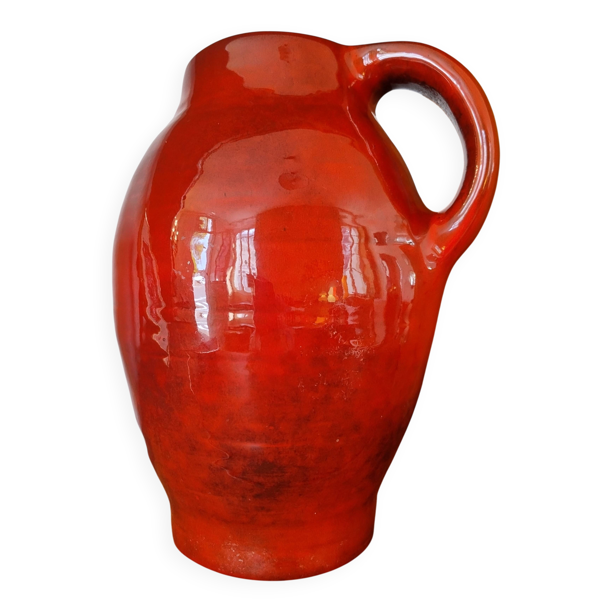Large red jug or vase by Max Idlas