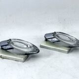 Oscar Torlasco, postmodern pair of Italian sconces in chrome and glass. 1970s