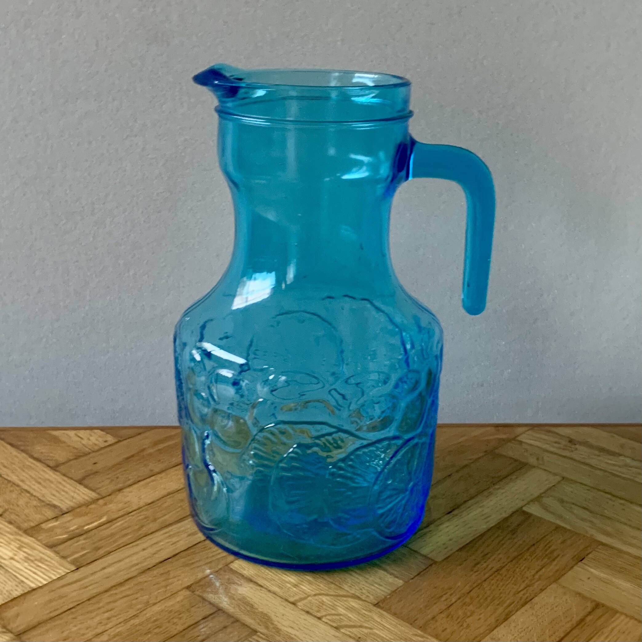 Vintage lemonade service in blue glass - Vemam - made in Italy