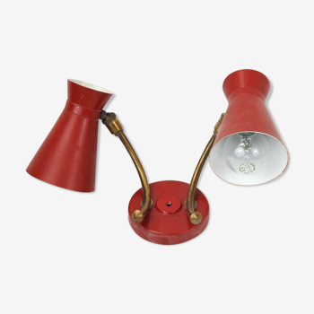 Wall light "diabolo" articulated to two lights in red lase sheet