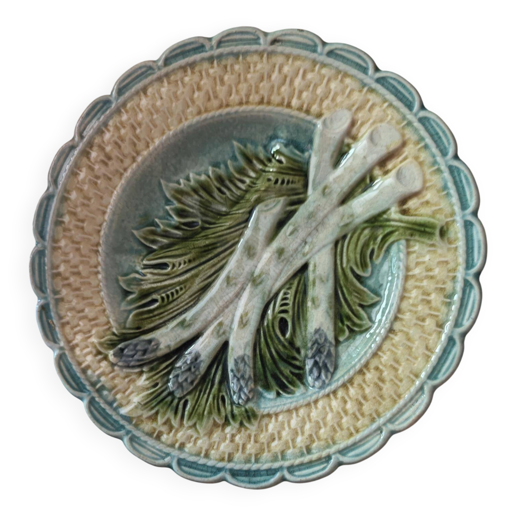 Set of 6 asparagus plates in majolica