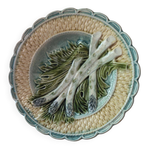 Lot de 6 assiettes à - asperges barbotine