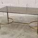 Gold brass coffee table with smoked glass 1970