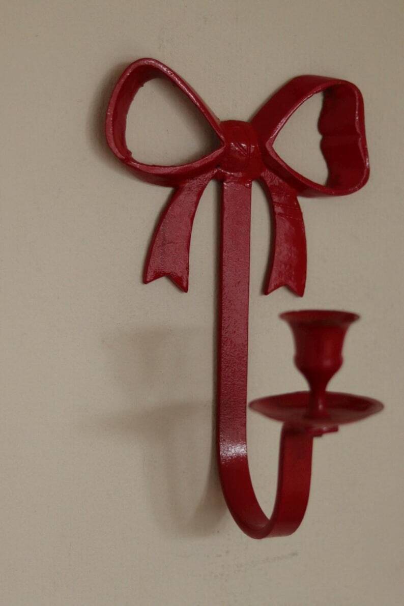 Pair of Vintage Swedish Brass Bow Candle Holder