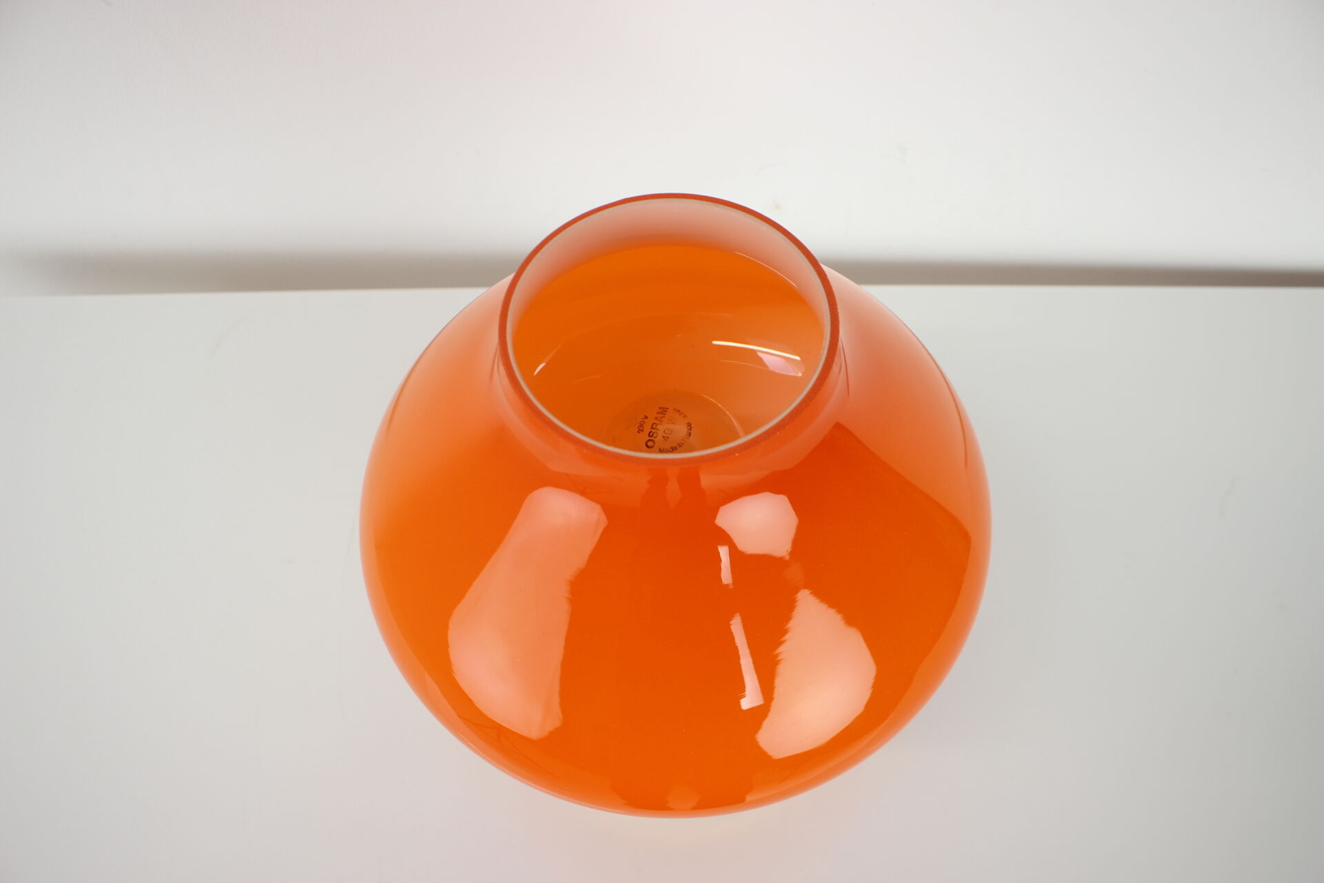 All Glass Orange Table Lamp by Valasske Mezirici, 1970s