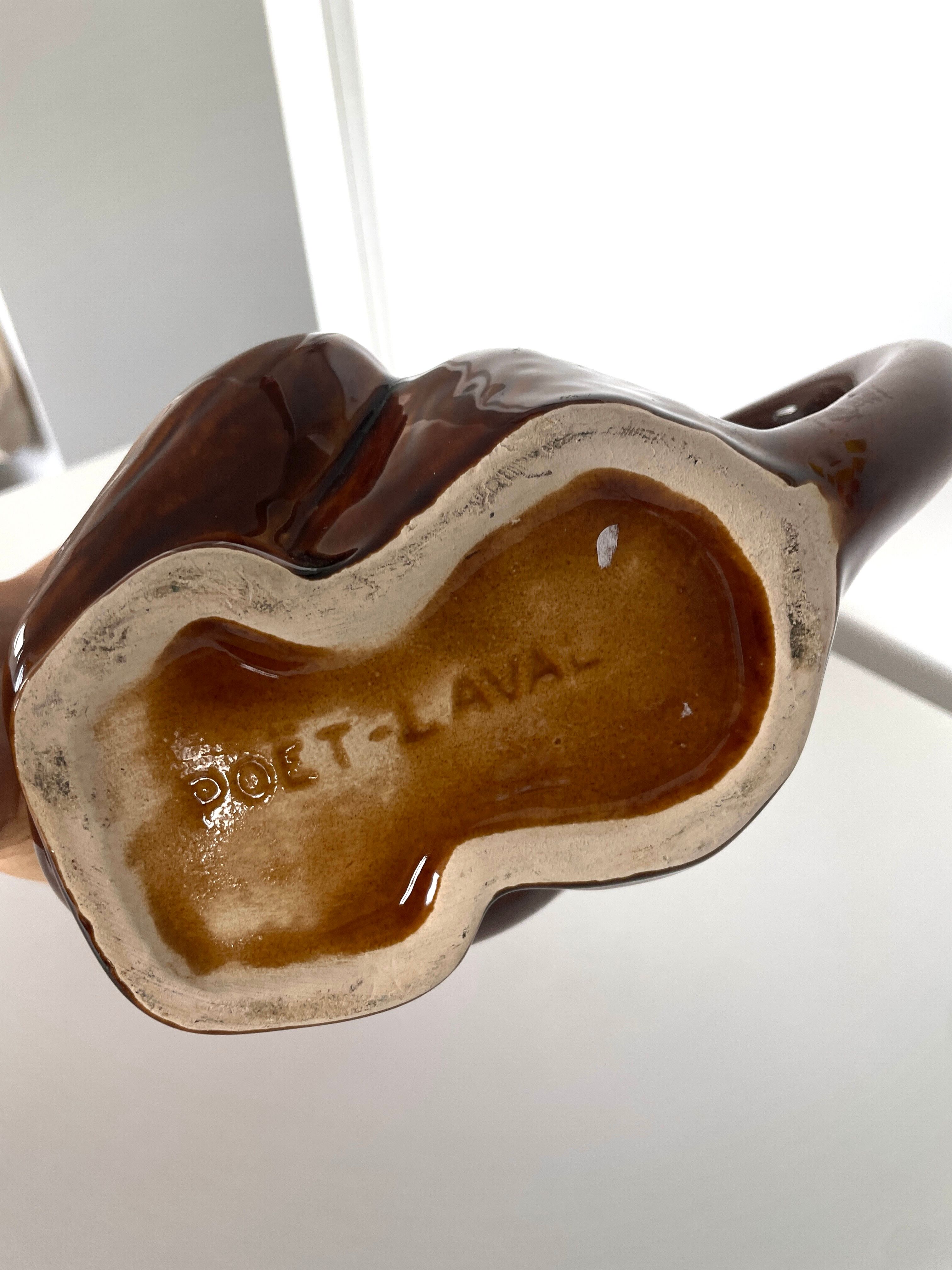 Ceramic pitcher monkey enamelled Poet-Laval