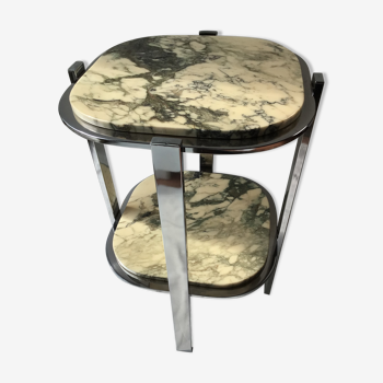 Cream and green chrome marble side table