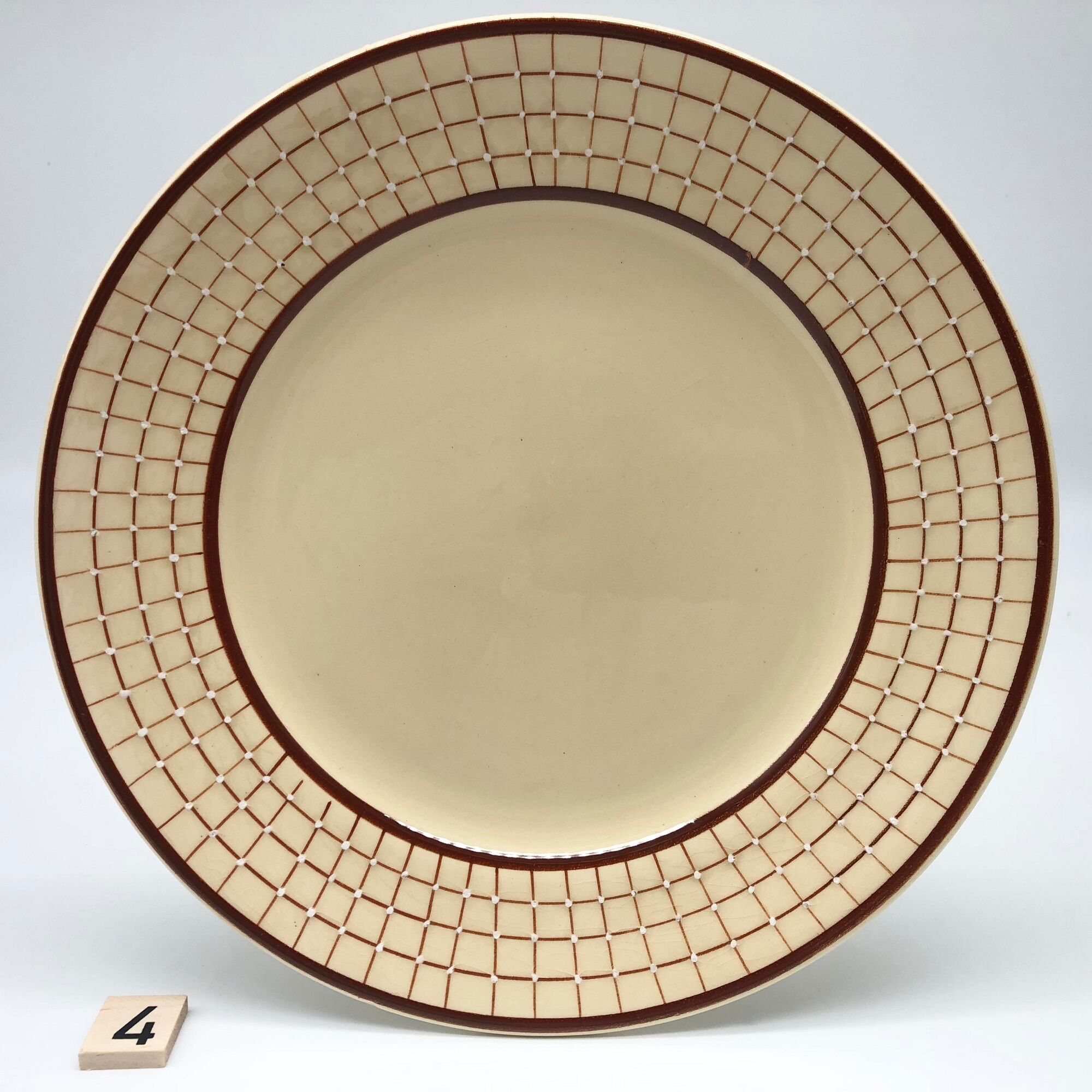 6 assiettes plates faïencerie « longchamp – France », modèle colmar
