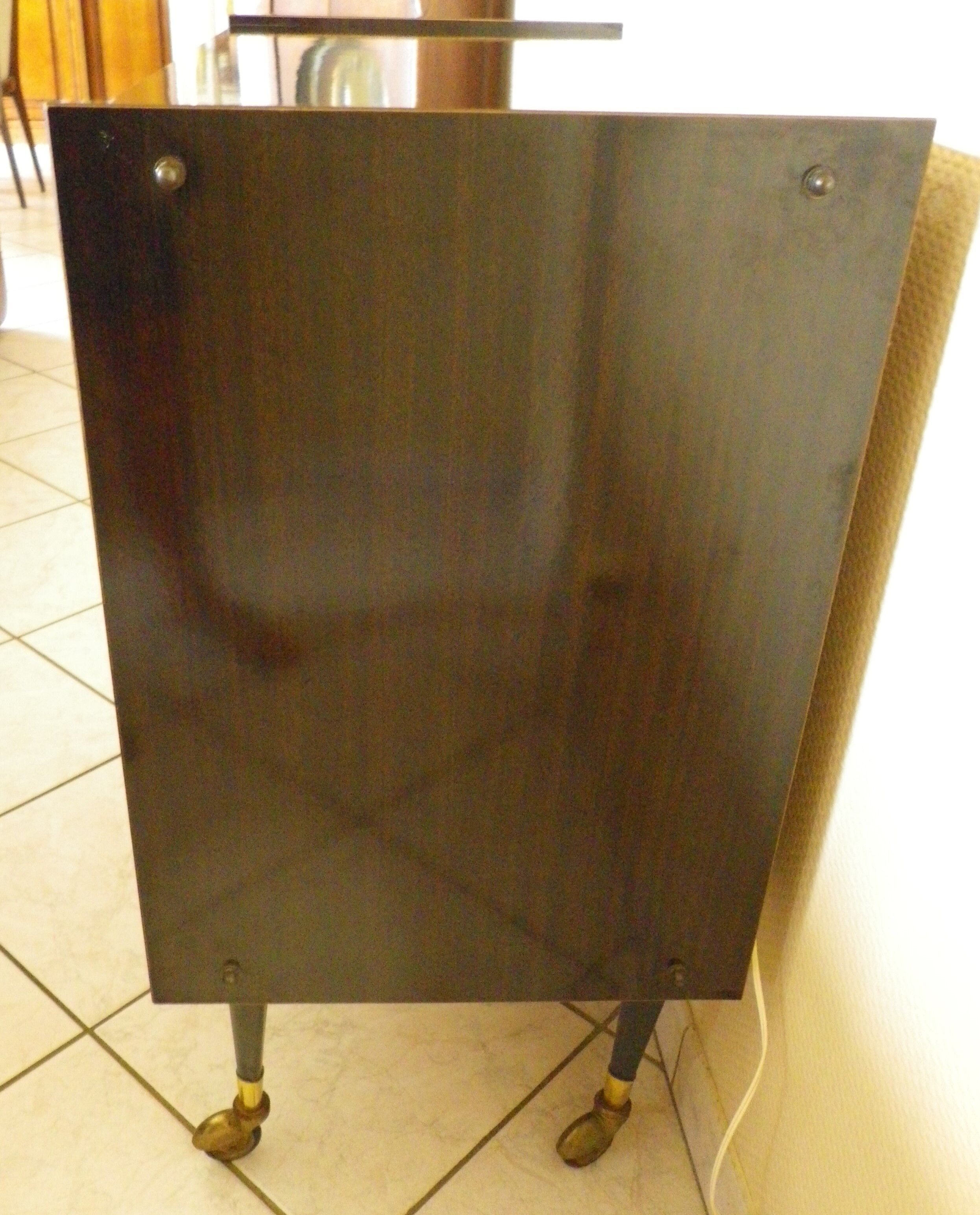 Bar furniture on formica wheels with mirror and lighting - 50s