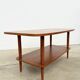 Teak coffee table with double top and ceramic insert — Scandinavian, 1960s