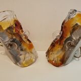 Pair of Murano glass sconces by Carlo Nason for Mazzega 70s