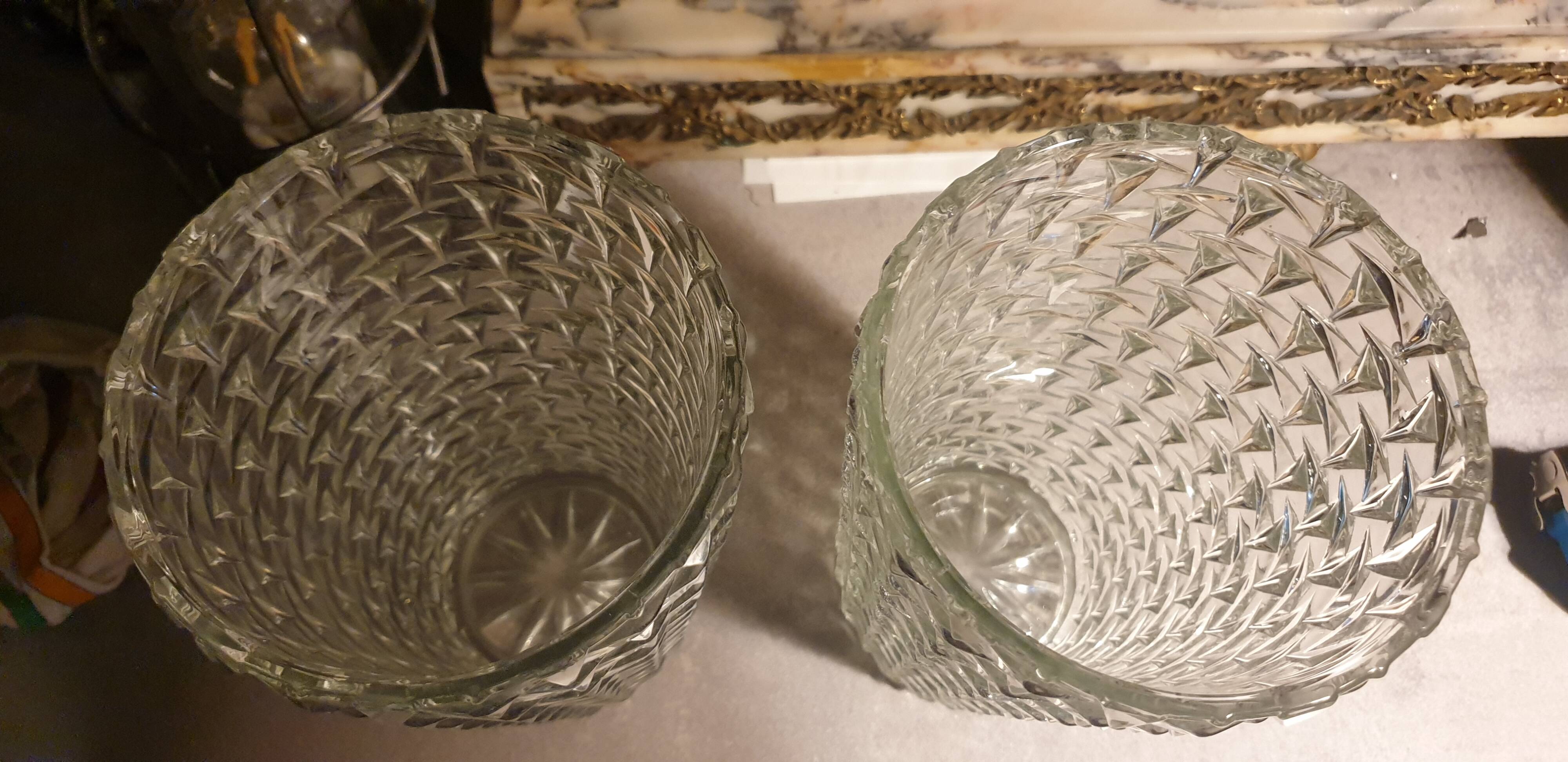 Pair of vintage diamond tip vases