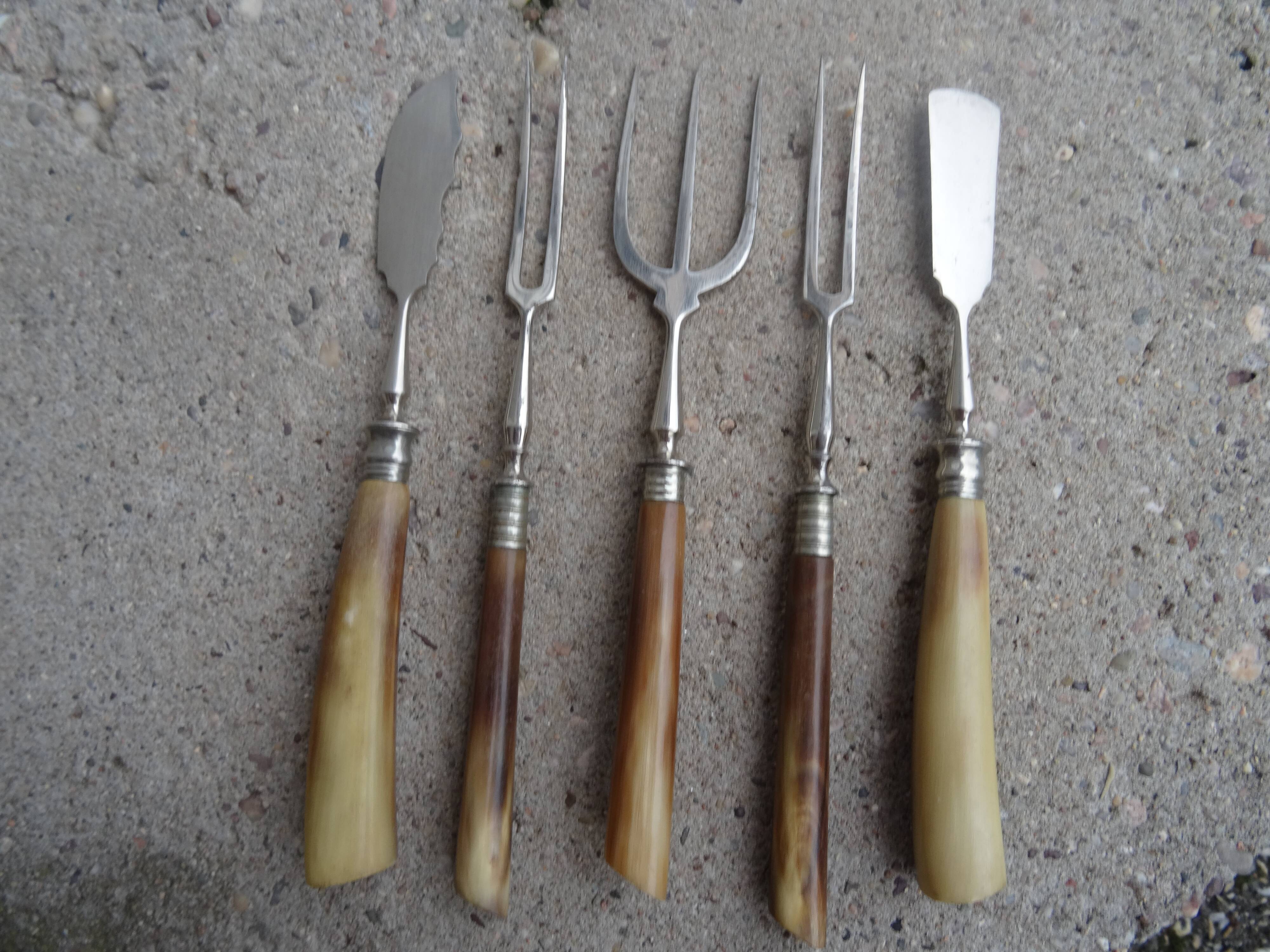 Set of 5 cutlery horn handle