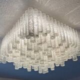 1960s/70s Chandelier Ceiling Lamp by Doria Leuchten Germany, Ice Glass