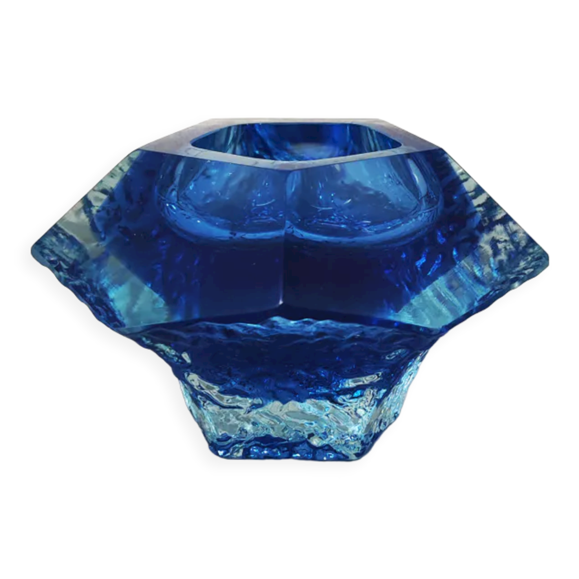 1960s blue ashtray or vide poche by Flavio Poli