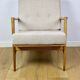 PRL armchair "Stefan" wooden oak vintage beige boucle