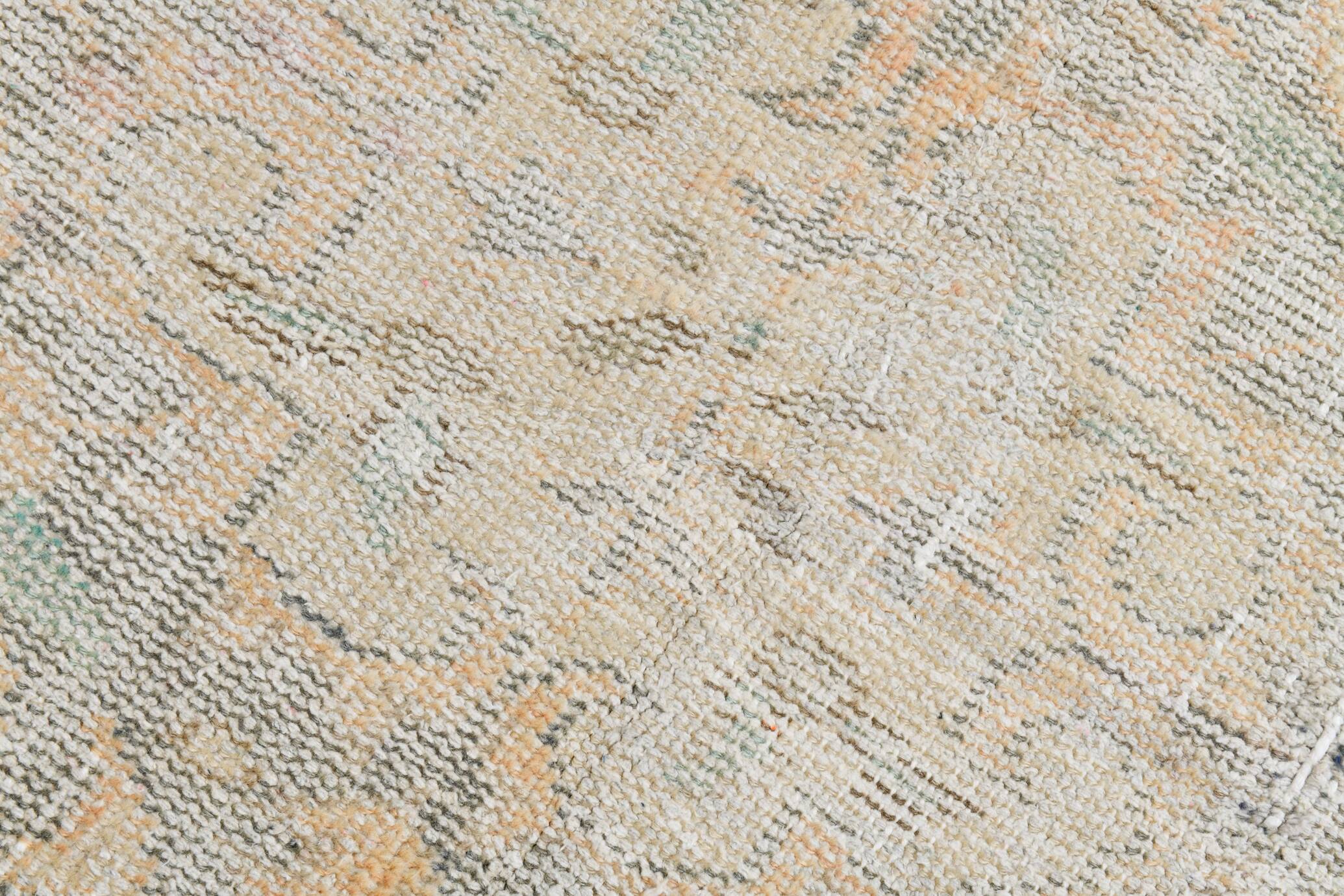 7x10 Light Yellow & Beige Vintage Rug 203x297Cm SK 21426