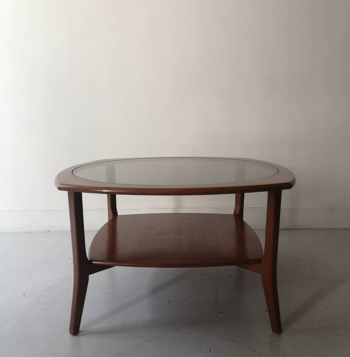Scandinavian coffee table in teak and smoked glass, Denmark 1960