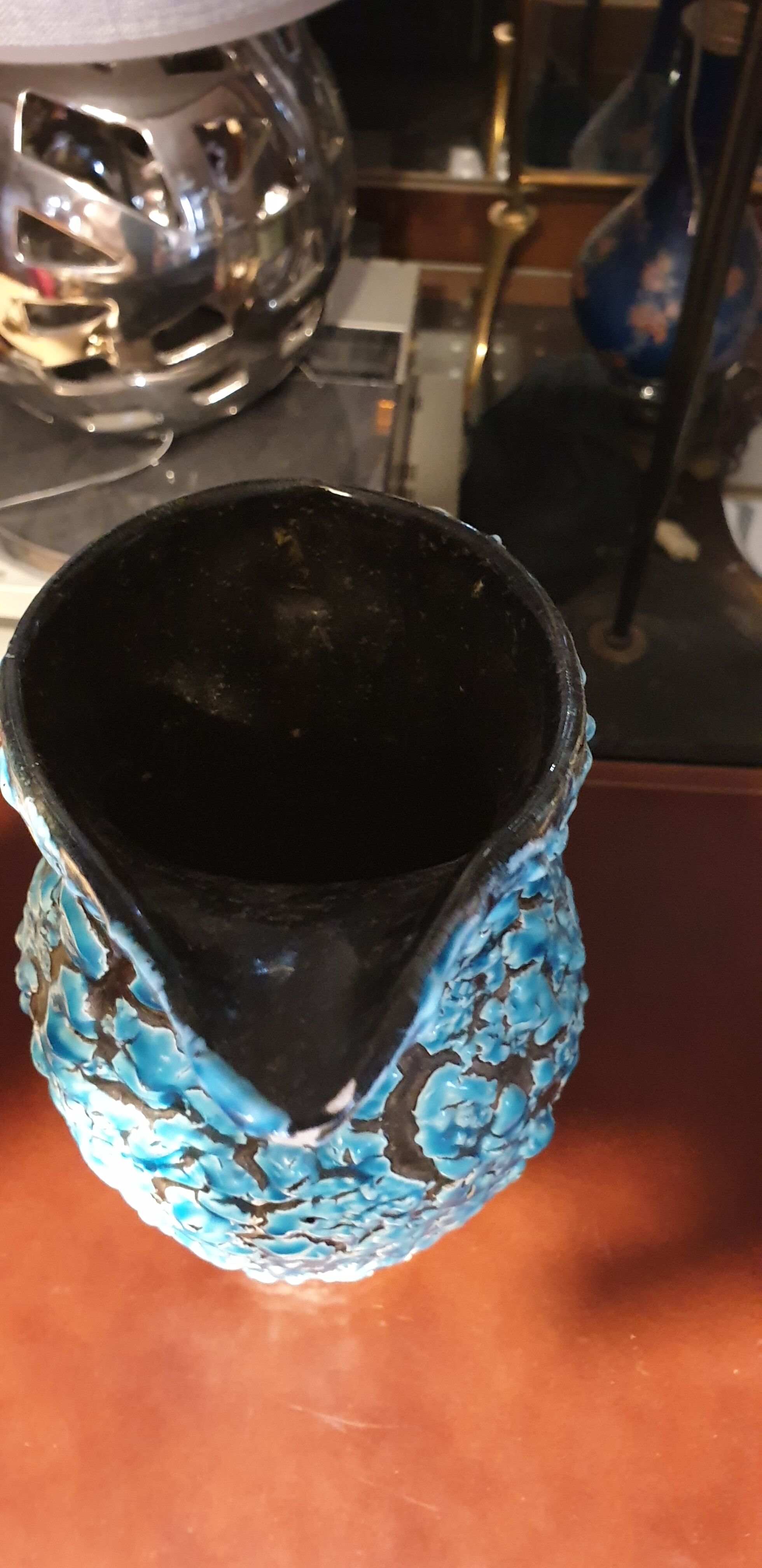 Turquoise blue vintage pitcher